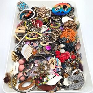 Bulk Single Fashion Earring Lot Statement Hoops Beaded Tassel Geometric Mixed